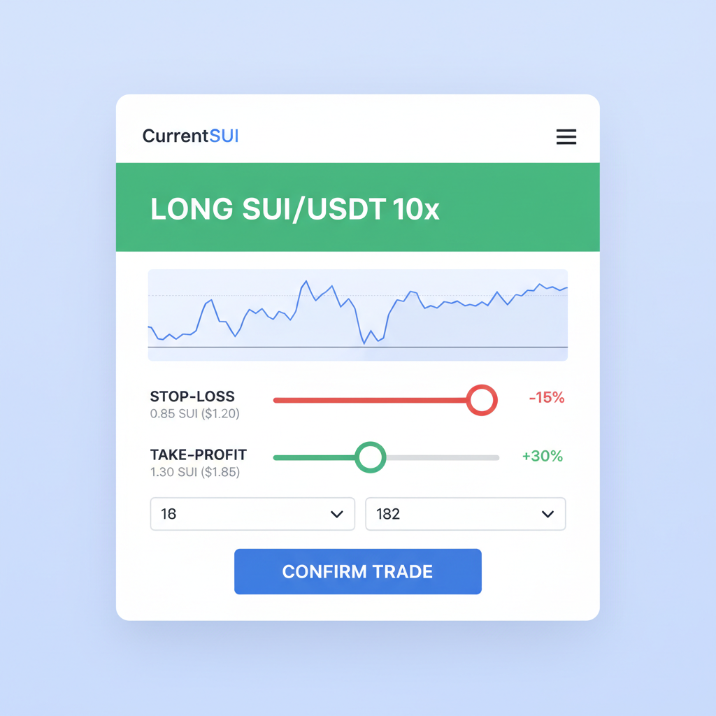 Setting stop-loss and take-profit sliders on CurrentSUI leveraged position screen